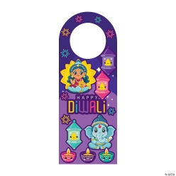 Diwali Cardstock Doorknob Hanger Sticker Scenes-12Pk